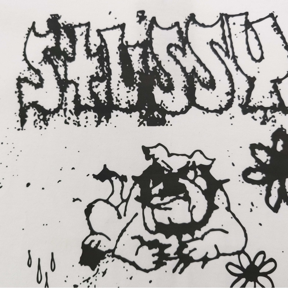 Stussy Black and White Artistic Short Sleeve Tee - Picture 4 of 5